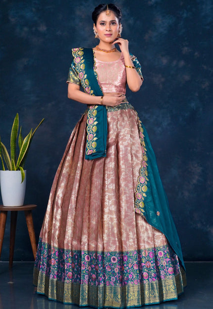 Woman wearing a traditional outfit with floral patterns