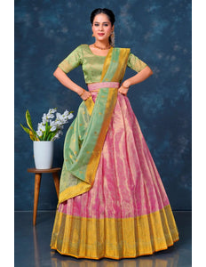 Woman wearing a traditional lehenga choli with dupatta