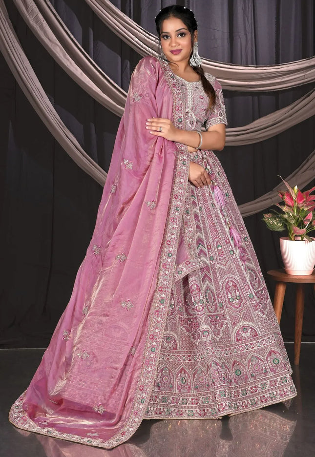 Pink Embroidered Jimmy Chew Lehenga Choli For Weddings