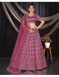 Pink Exclusive Net Lehenga Choli With Embroidered Work