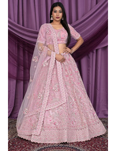 Pink Latest Heavy Net Lehenga Choli For Women