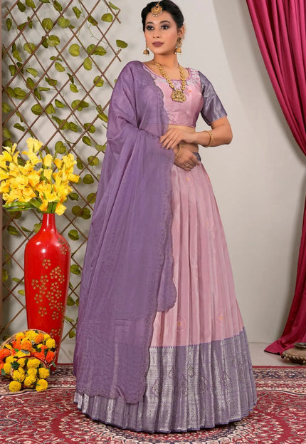 Pink Latest Jacquard Silk Zari Weaving Lehenga Choli