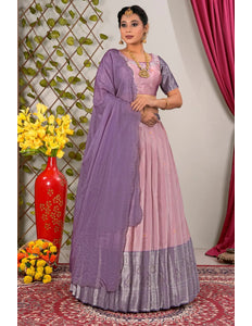 Pink Latest Jacquard Silk Zari Weaving Lehenga Choli