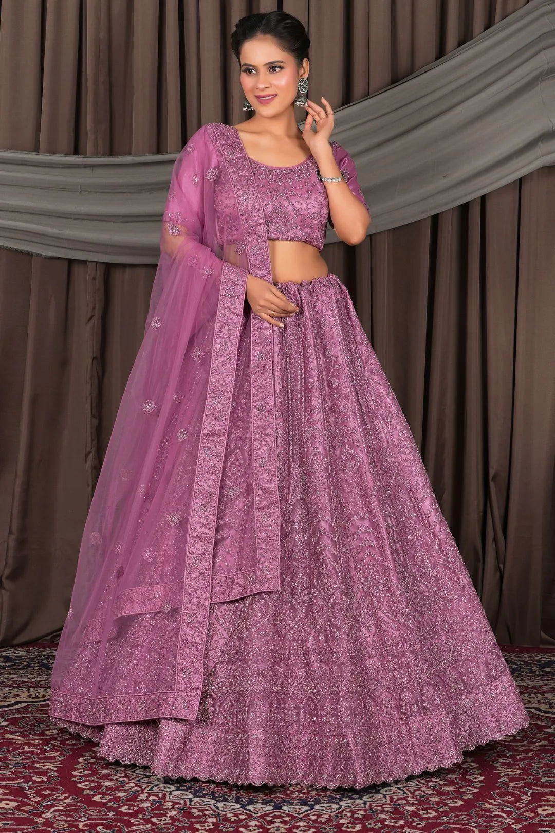 Pink Latest Net Lehenga Choli Ensemble For Women