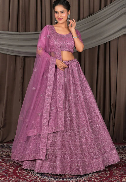 Pink Latest Net Lehenga Choli Ensemble For Women