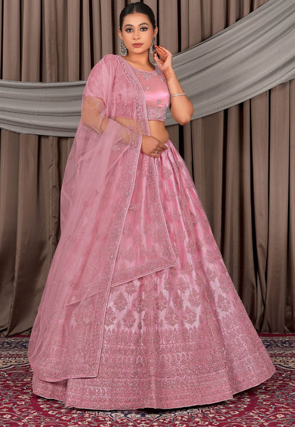 Pink Latest Net Lehenga Choli For Women Gajiwala