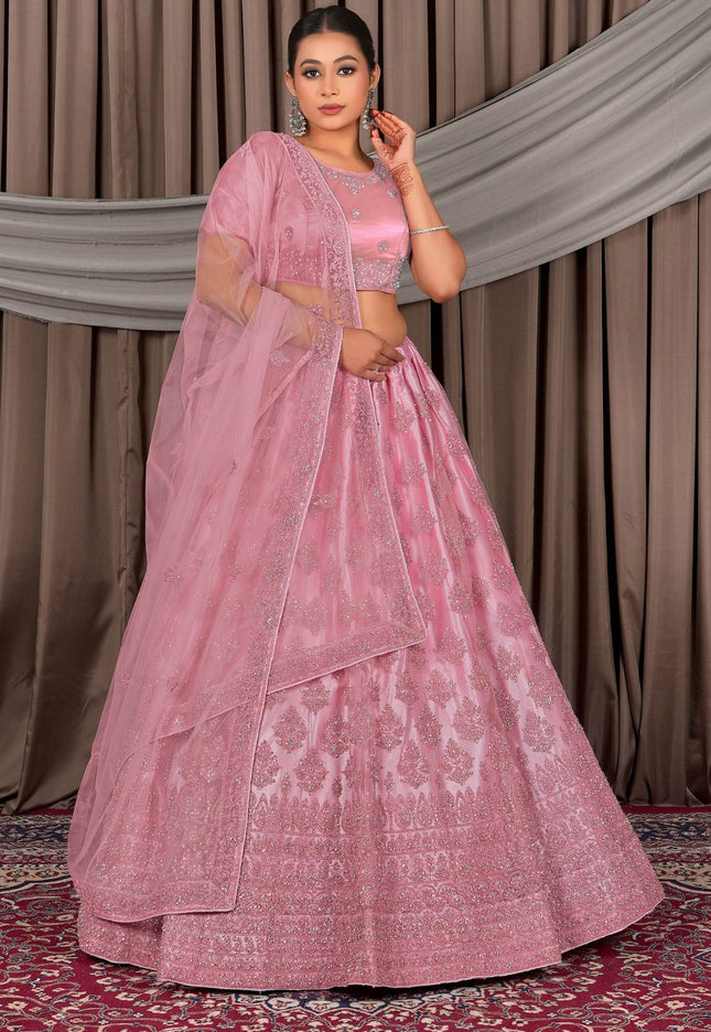 Pink Latest Net Lehenga Choli For Women Gajiwala