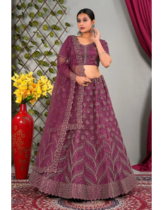 Pink Net Designer Chaniya Choli For Women