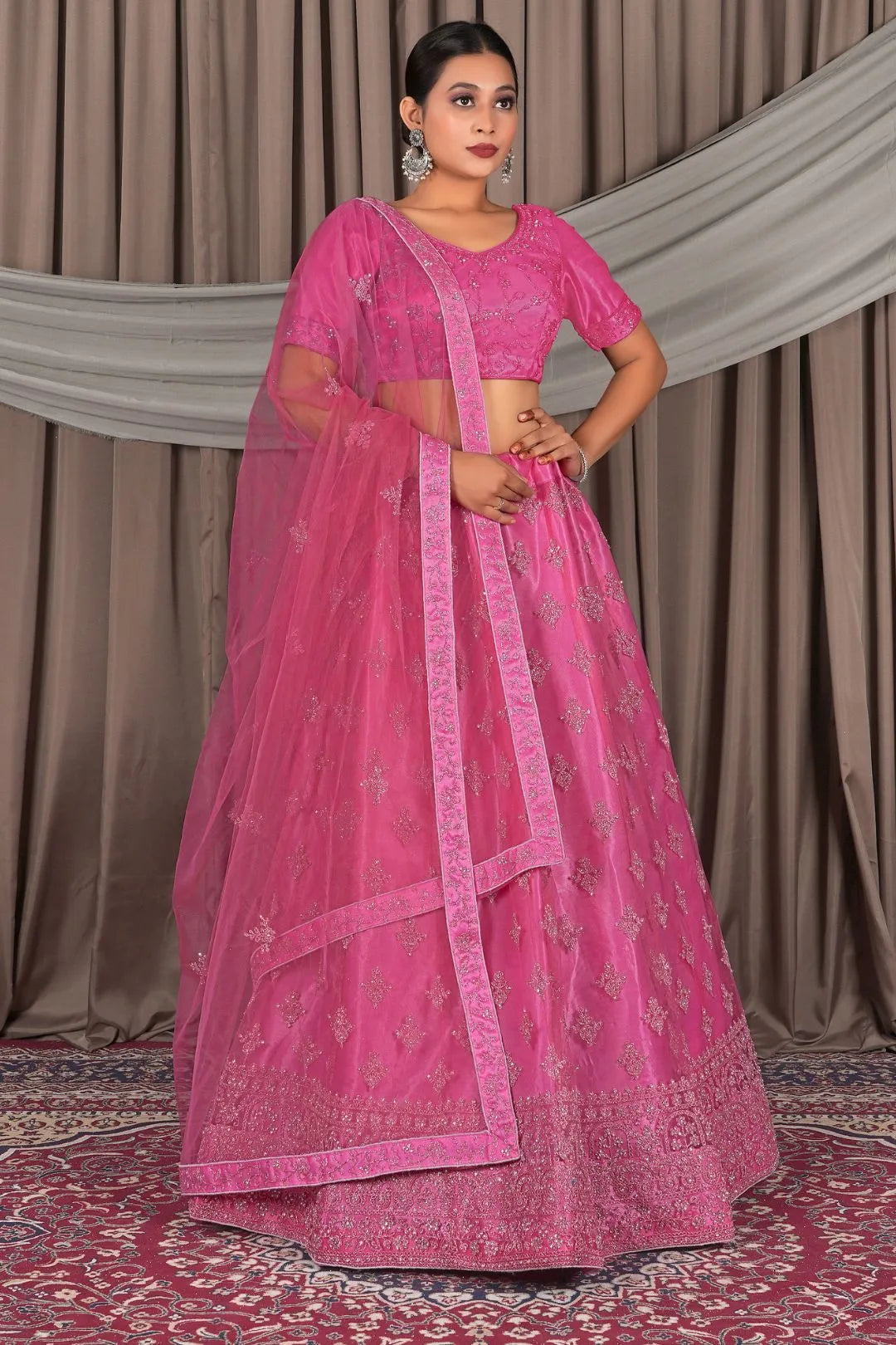 Pink Net Lehenga Designs For Wedding For Women