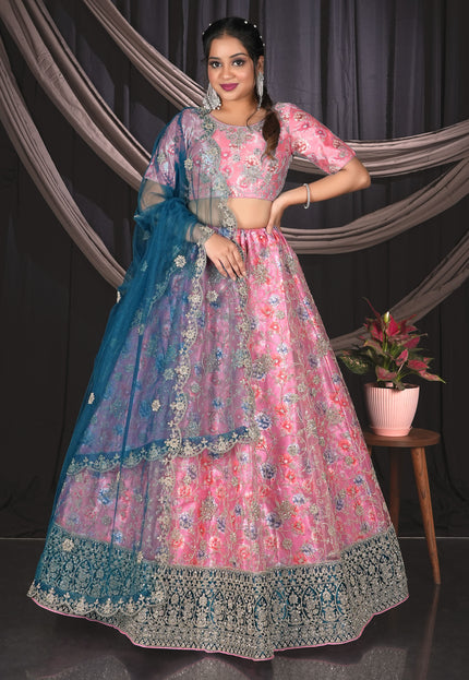 Pink Party Wear Lehenga Choli For Women