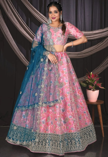 Pink Party Wear Lehenga Choli For Women