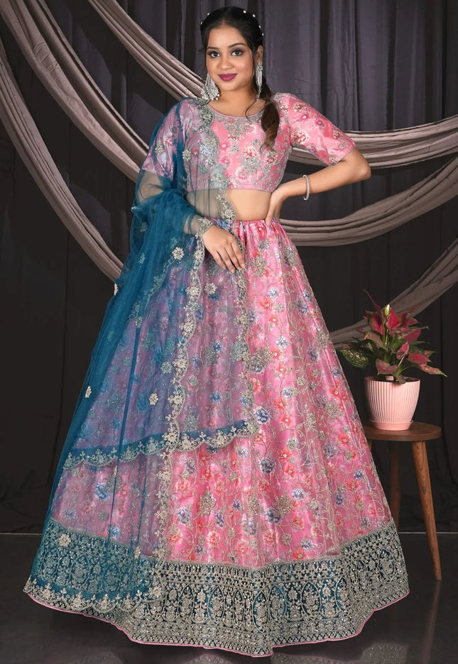 Pink Party Wear Lehenga Choli For Women
