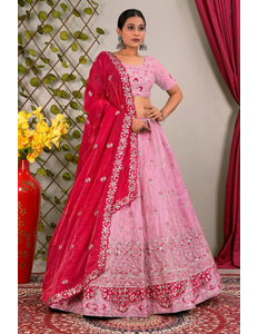 Pink Party Wear Viscose Lehenga Choli For Girls