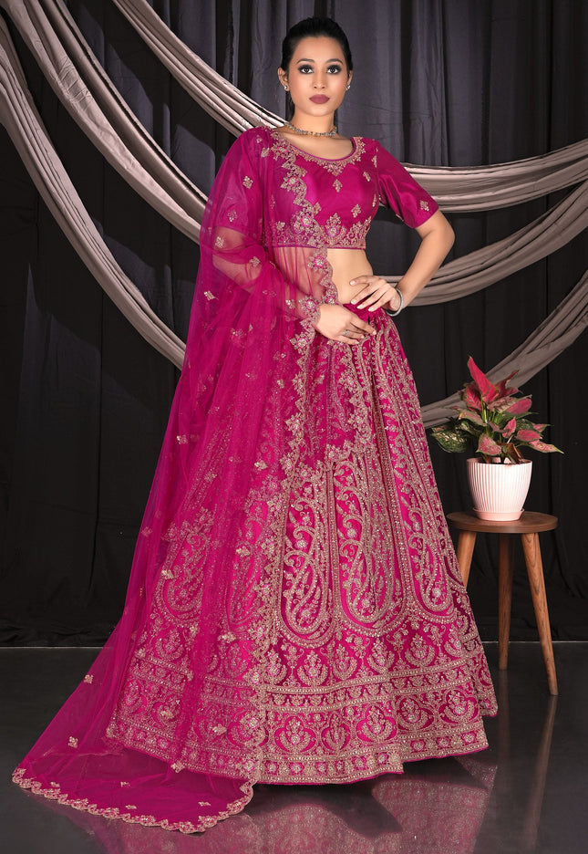 Pink Party wear Embroidered Lehenga Choli For Women