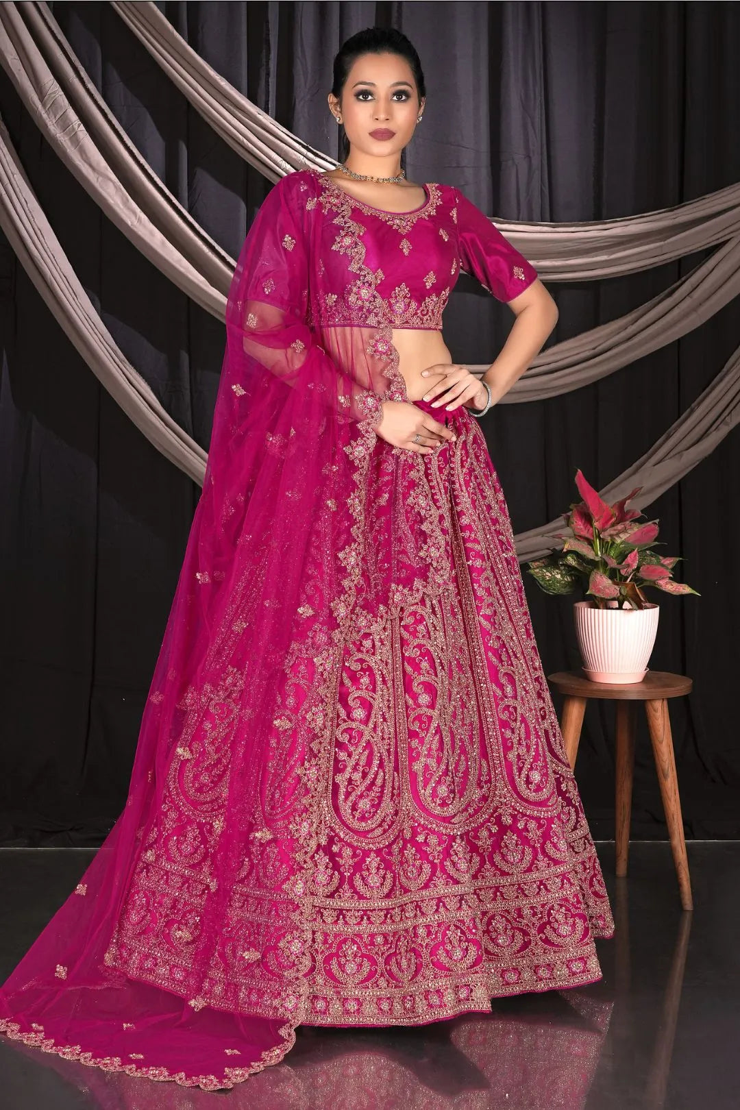 Pink Party wear Embroidered Lehenga Choli For Women