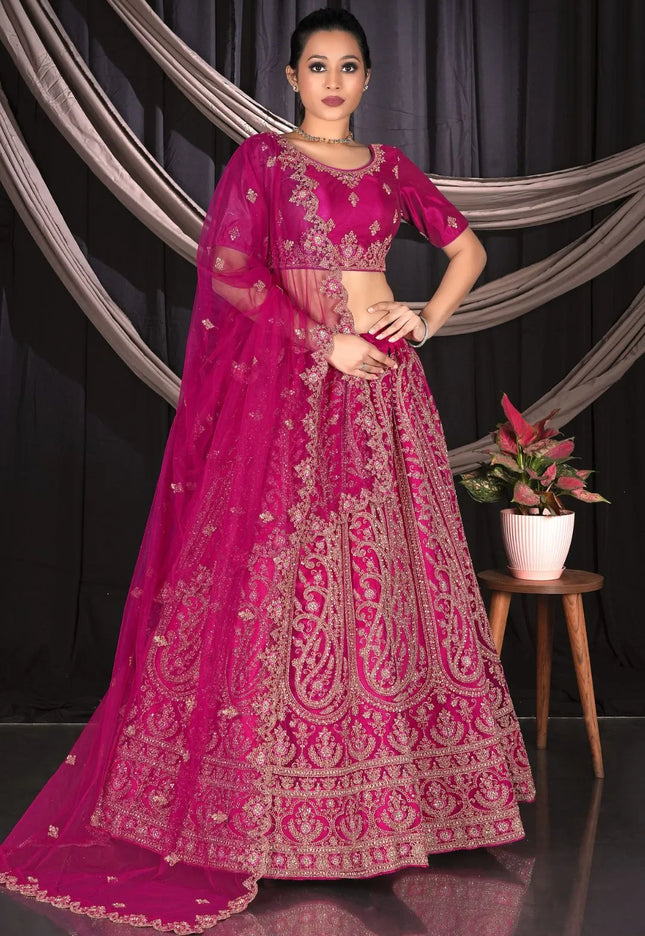 Pink Party wear Embroidered Lehenga Choli For Women