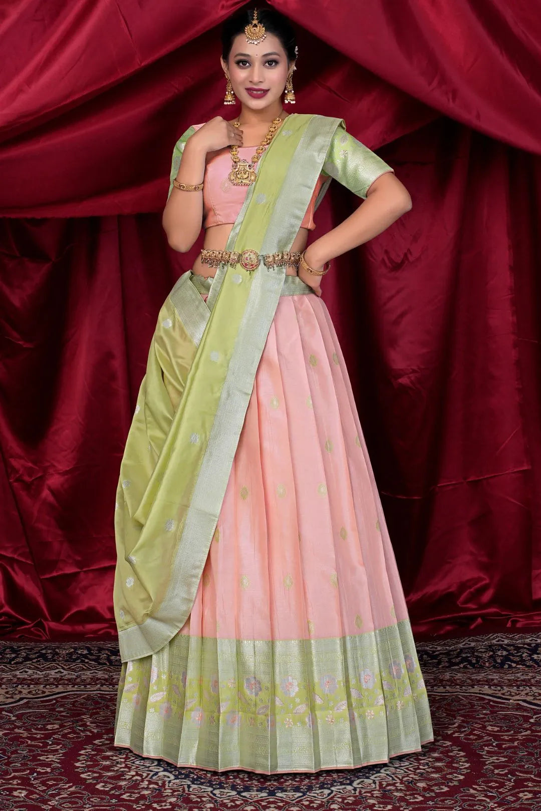 Pink Silk Fabric Lehenga Choli For Women