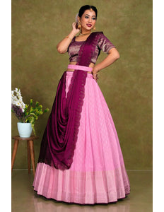 Pink Stylish Lehenga Choli With Zari Woven For Women