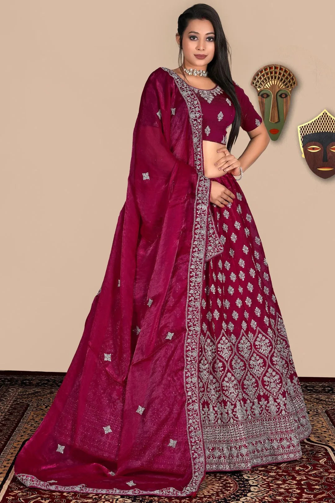 Pink Traditional Fendy Silk Lehenga Choli