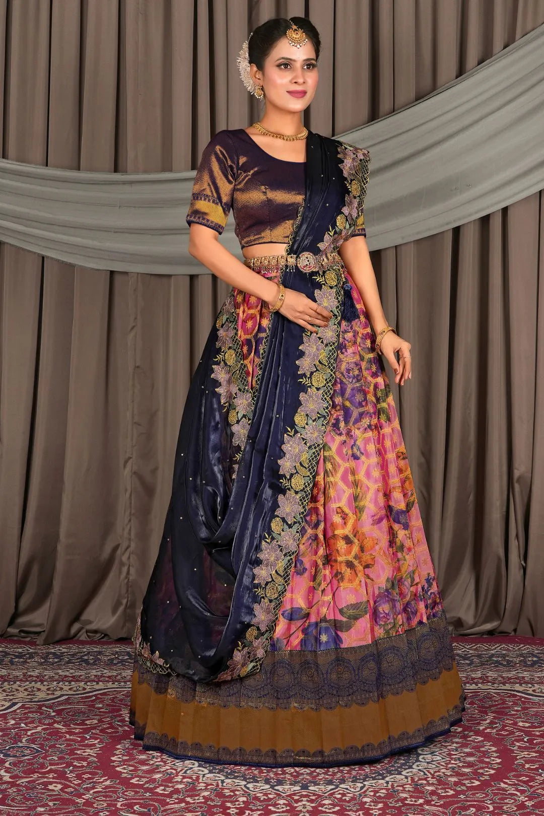 Pink Viscose Digital Print Lehenga Choli For Women