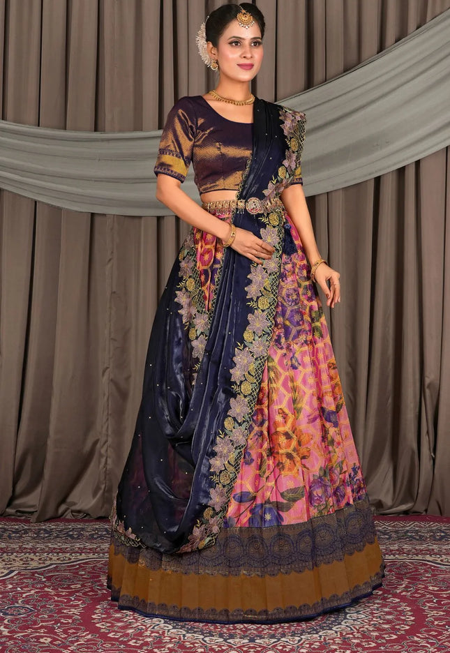 Pink Viscose Digital Print Lehenga Choli For Women