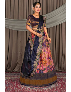 Pink Viscose Digital Print Lehenga Choli For Women