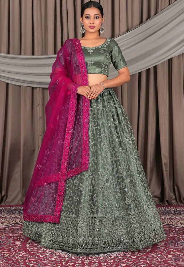 Pista Beautiful Net Lehenga Design For Weddings