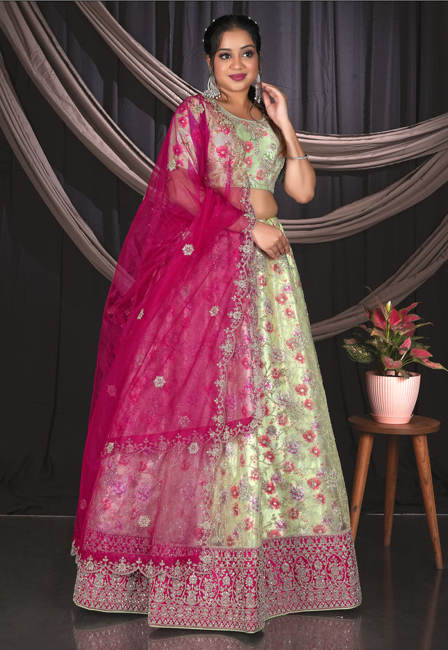 Pista Exclusive Net Lehenga Choli With Embroidered Work