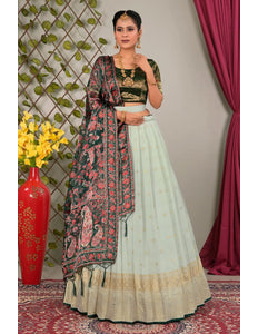 Pista Viscose Semi-Stitched Lehenga For Women