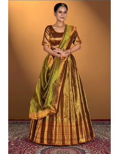 Gold Pure Two Tone Zari Tissue Lehenga Choli
