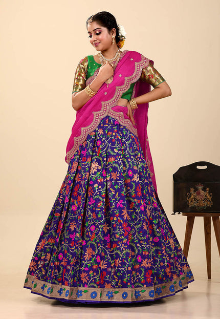 Purple Banarasi Silk Latest Lehenga