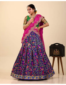Purple Banarasi Silk Latest Lehenga