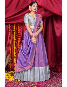 Purple Banarasi Pattu Lehenga Choli With Zari Work
