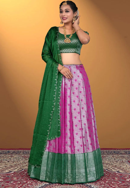 Purple Banarasi Silk Latest Lehenga Choli With Zari Work