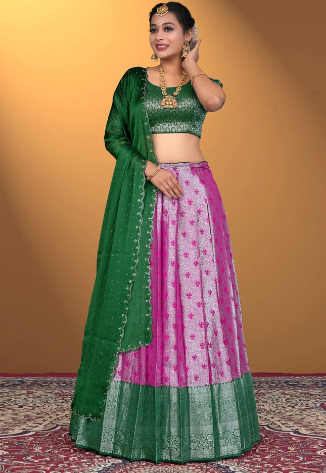 Purple Banarasi Silk Latest Lehenga Choli With Zari Work