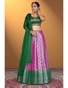 Purple Banarasi Silk Latest Lehenga Choli With Zari Work