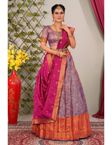 Woman in a traditional Purple Lehenga Choli With Dupatta