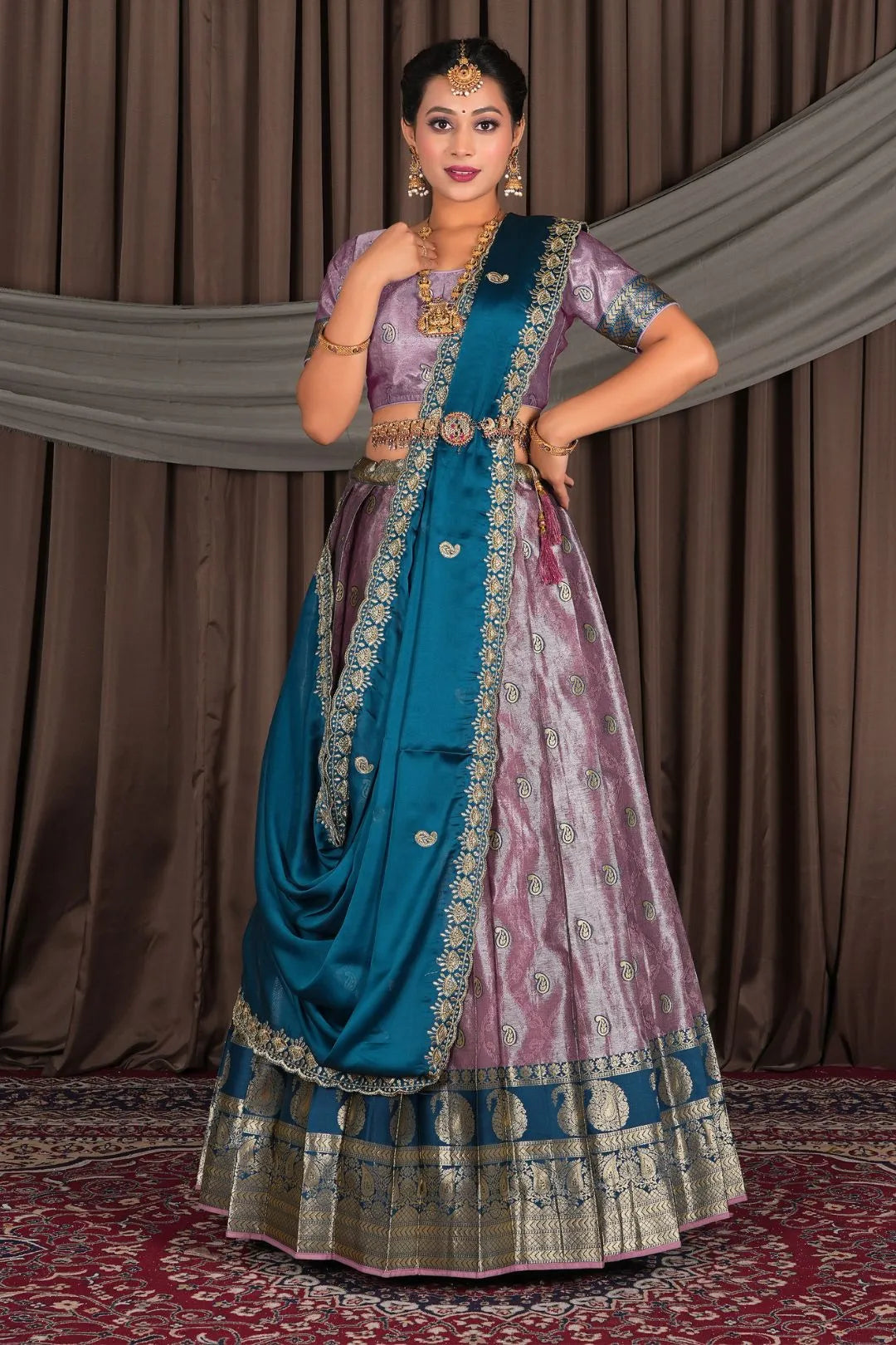 Purple Banarasi Silk Lehenga Choli with Dupatta