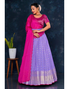 Purple Banarasi Silk Zari Work Lehenga Choli