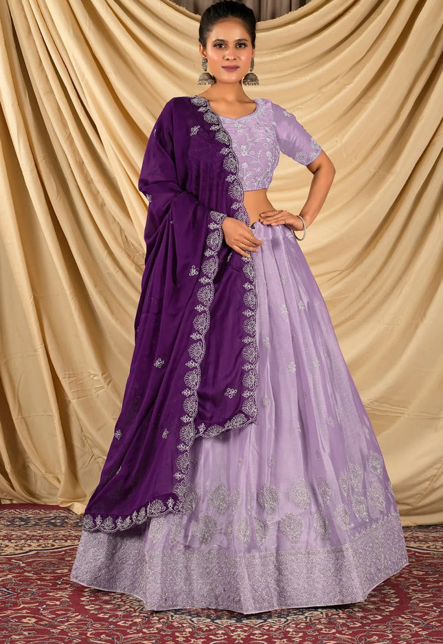 Purple Barbery Silk Lehenga Choli With Rangoli Dupatta