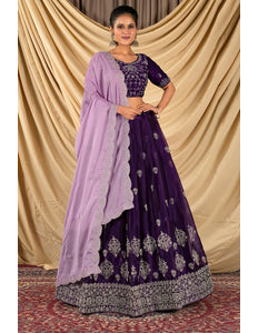 Purple Barbery Silk Lehenga Choli With Rangoli Dupatta