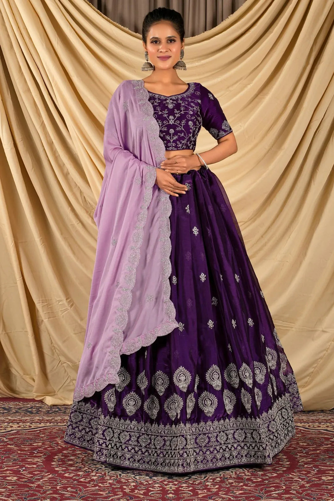 Purple Barbery Silk Lehenga Choli With Rangoli Dupatta