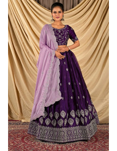 Purple Barbery Silk Lehenga Choli With Rangoli Dupatta