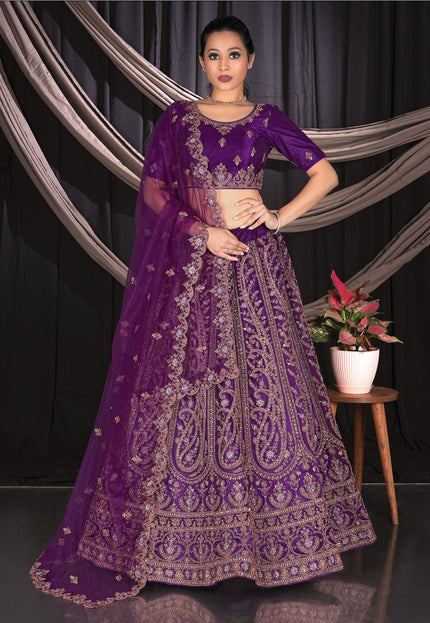Purple Designer Net Lehenga Choli For Partys