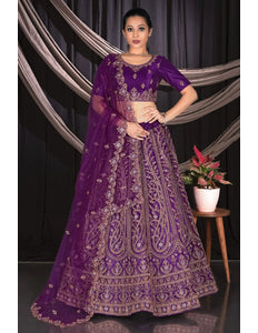 Purple Designer Net Lehenga Choli For Partys