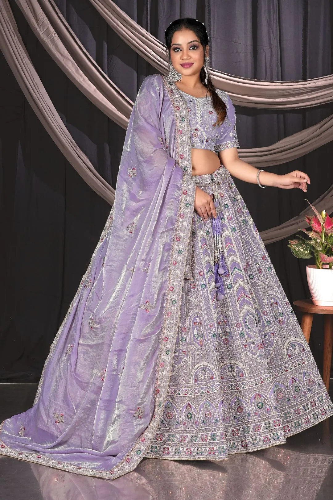 Purple Embroidered Jimmy Chew Lehenga Choli For Weddings