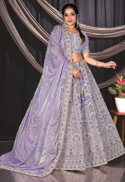 Purple Embroidered Jimmy Chew Lehenga Choli For Weddings