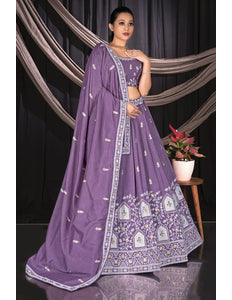Purple Indian Style Half Saree Lehenga Choli