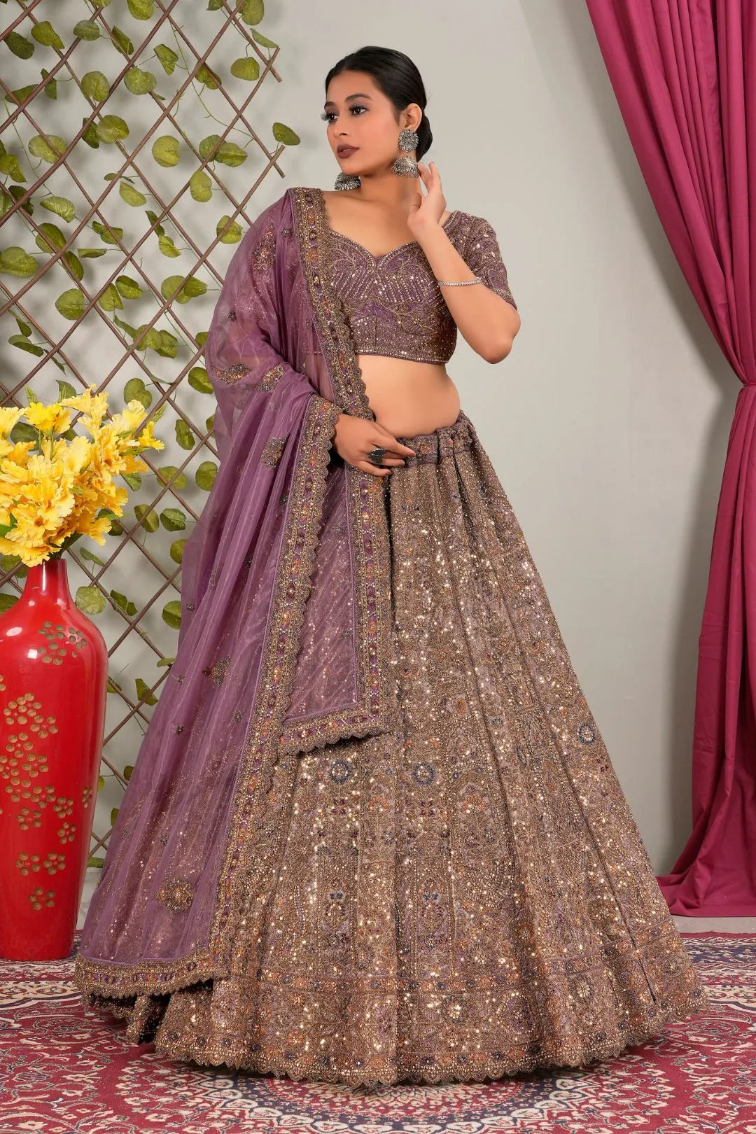 Purple Latest Embroidery Net Lehenga Choli For Women