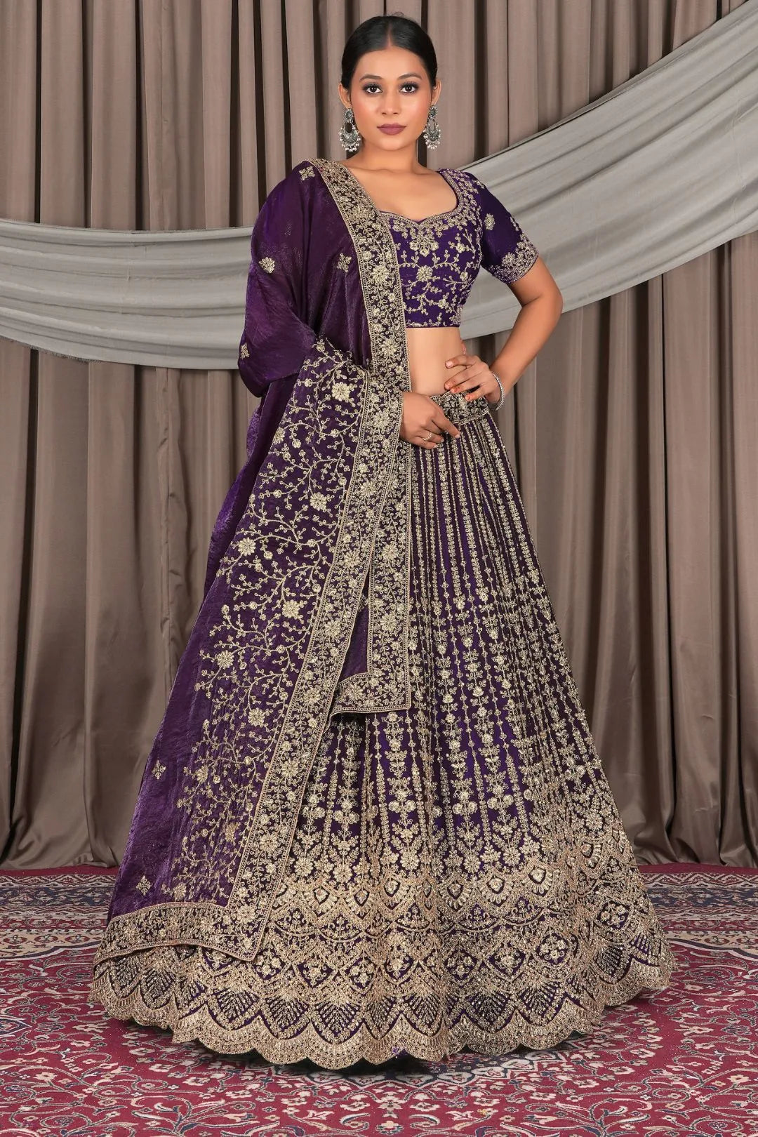 Purple Latest Fendy Silk Lehenga Choli Design